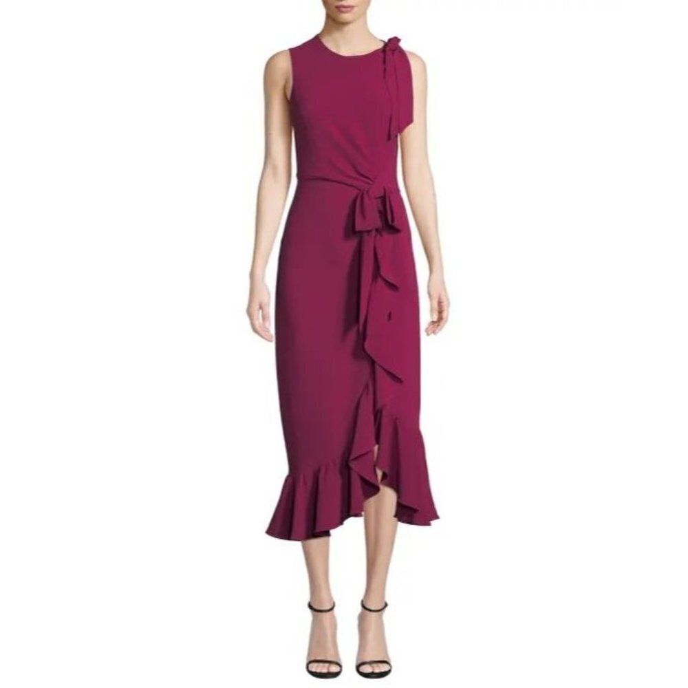 Cinq a Sept Maroon Dark Pink Nanon Tulip Midi Dress $450 - Picture 2 of 16